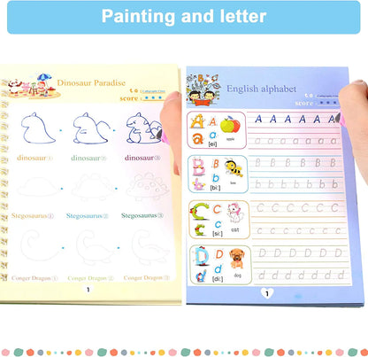 4 Books Reusable Copybook For Calligraphy Learn Alphabet Painting English Math Children Handwriting Practice Books Baby Toys