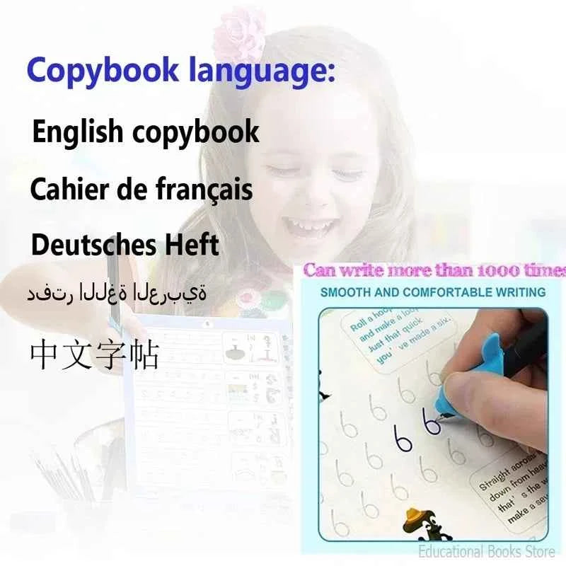 Reusable Learning Alphabet 3D Calligraphy Copybook Math German Book Drawing Numbers Education for Kids Practice Toy Gifts