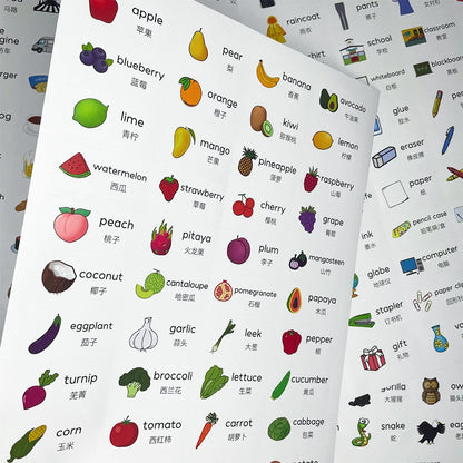 200 Family Daily Routines Sentences Common English Chinese Situational Early Childhood Education Sticker Label for Kids Decor - LearnPlay Labs
