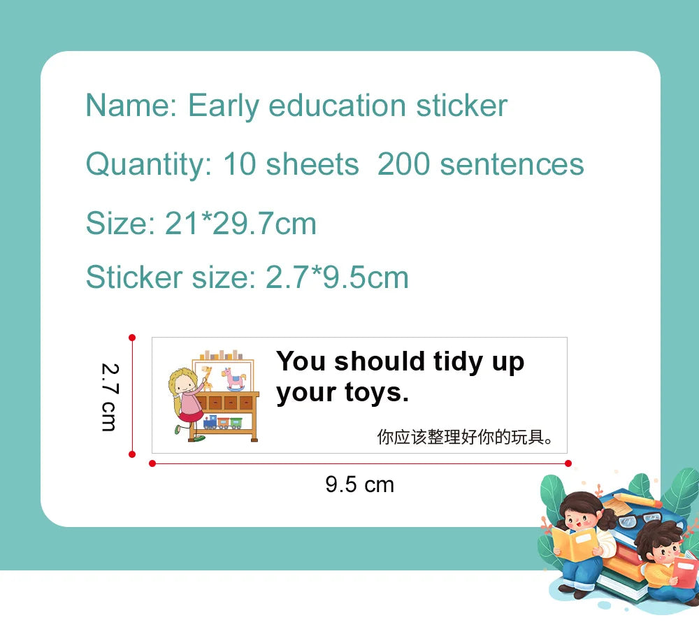 200 Family Daily Routines Sentences Common English Chinese Situational Early Childhood Education Sticker Label for Kids Decor - LearnPlay Labs