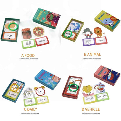 Cross border Chinese English puzzle enlightenment literacy early education card flash card with themes of animals, food