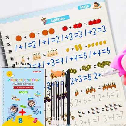 Reusable Writing Paste Calligraphy Handwriting Copybook For Kid Children's Book English Multiplication and division Practice Toy