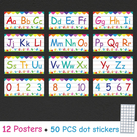 Letter & Number Learning Flash Cards Kindergarten Bulletin Board Strips Set Classroom Decorations Learning Poster Teaching Aids - LearnPlay Labs