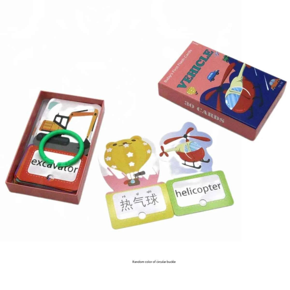 Cross border Chinese English puzzle enlightenment literacy early education card flash card with themes of animals, food