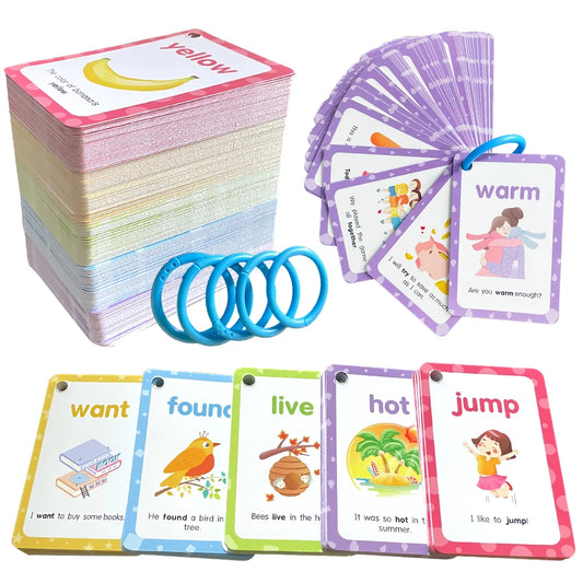 220 Cards Sight Words Flashcards with Pictures & Sentences, 5 Levels High Frequency Words, Vocabulary Building, Montessori - LearnPlay Labs