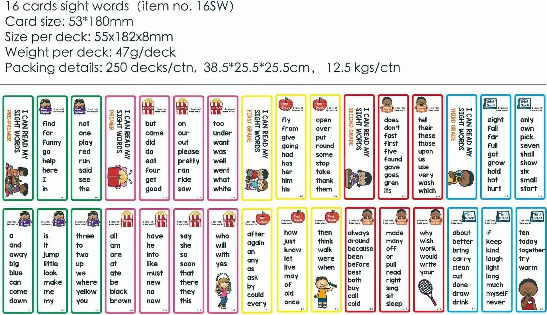 16 high-frequency English word cards Boost Reading Skills with 16 Popular English Word Cards - Perfect for Children's