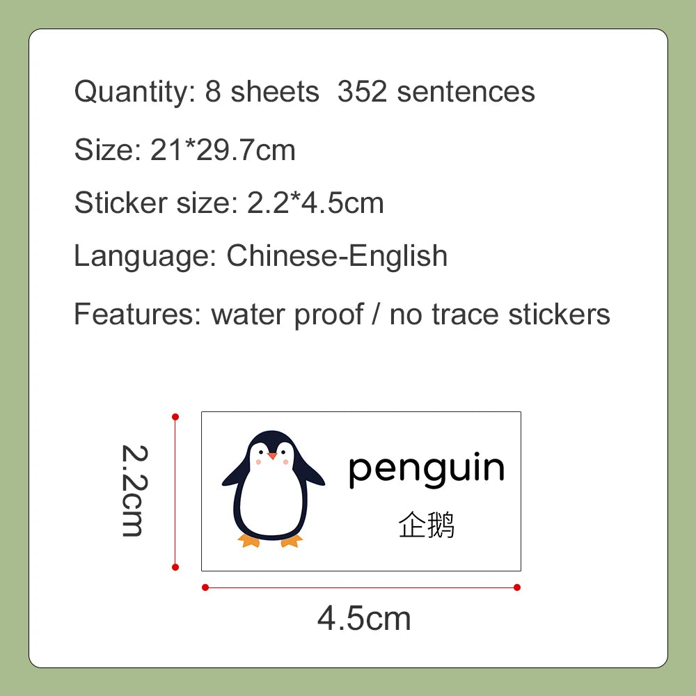 200 Family Daily Routines Sentences Common English Chinese Situational Early Childhood Education Sticker Label for Kids Decor - LearnPlay Labs