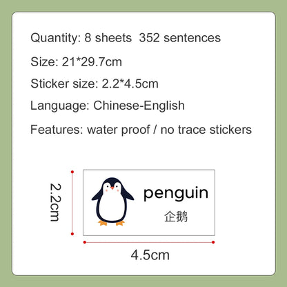 200 Family Daily Routines Sentences Common English Chinese Situational Early Childhood Education Sticker Label for Kids Decor - LearnPlay Labs