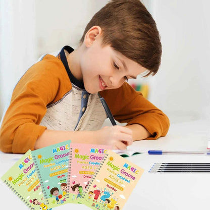 2025 4 Books/set English Sank Magic Practice Copybook French Number Tracing Book German Calligraphy Spanish Reusable Writing Tool