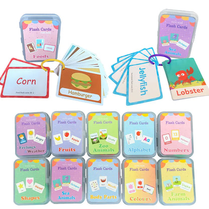 Learning Flashcards ABC Numbers Fruit Animal Body Educational Toys Classroom Aids Montessori Autism English Words Card for Kids - LearnPlay Labs
