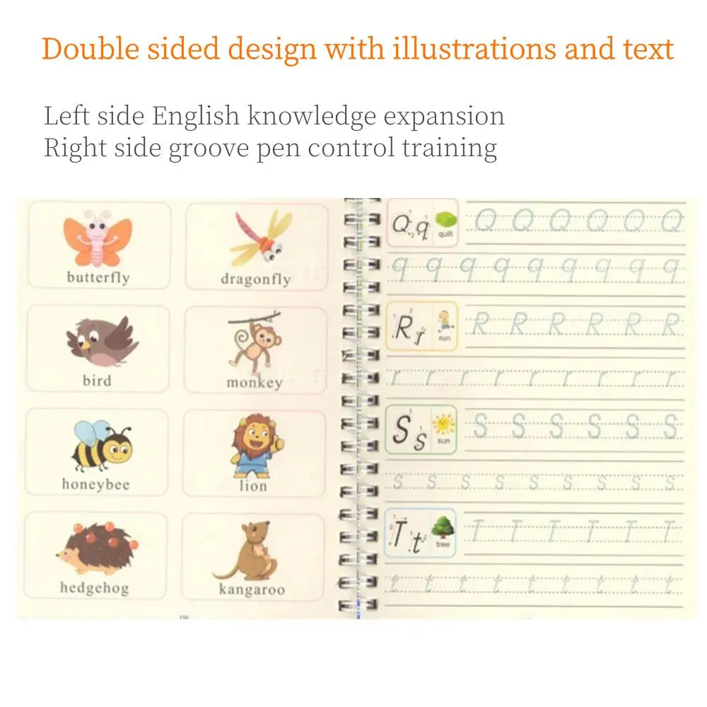 English Copy books Pen Magic Copy Book Practice Copybook For Calligraphy Children's Copybook kids Practice Book Magic Word Book - LearnPlay Labs