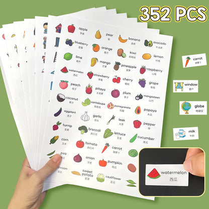 200 Family Daily Routines Sentences Common English Chinese Situational Early Childhood Education Sticker Label for Kids Decor - LearnPlay Labs