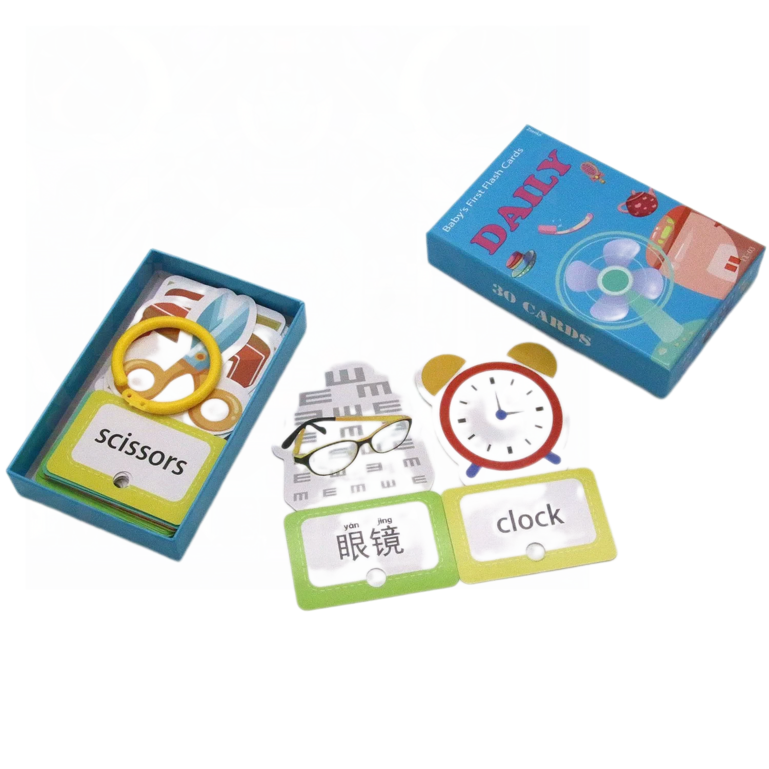 Cross border Chinese English puzzle enlightenment literacy early education card flash card with themes of animals, food