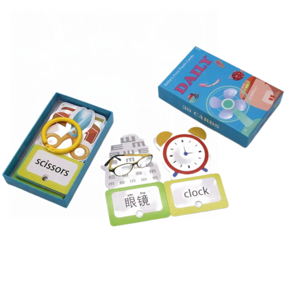 Cross border Chinese English puzzle enlightenment literacy early education card flash card with themes of animals, food